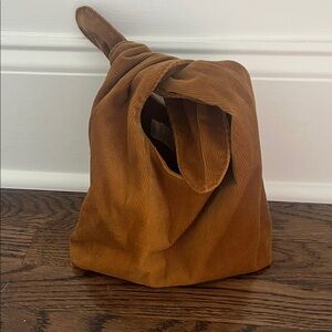 Merit Brown Corduroy Knot Handle Tote Bag